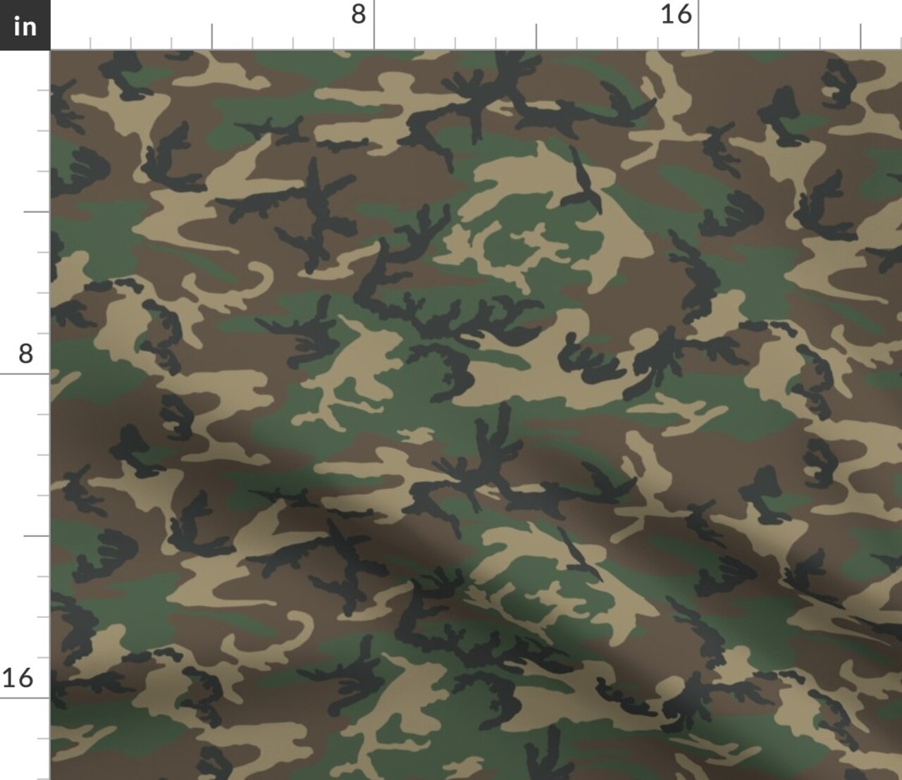 Woodland Camo Scale Camouflage Green Brown Beige Army Outdoors Custom Printed Fabric by Spoonflower Various Fabrics by the Yard or Fat Quarter